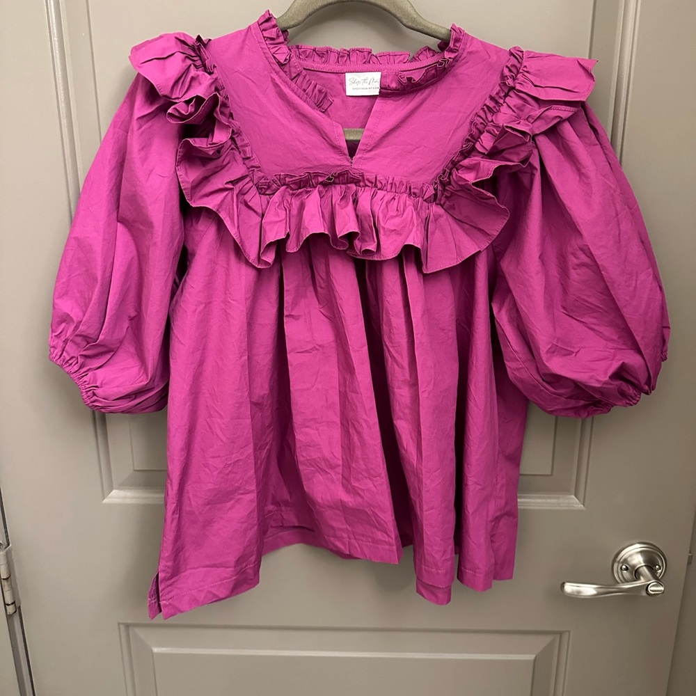 Vibrant Pink Ruffled Blouse